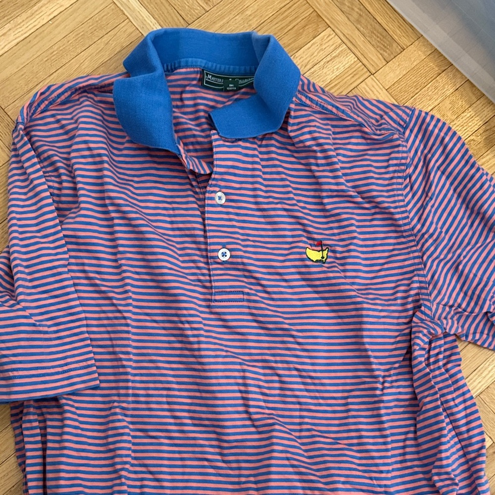 Masters Collection Striped Polo Shirt with Blue Collar